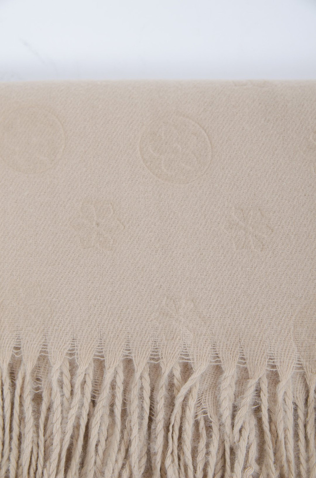 Beżowy szal z wytłaczanym wzorem kwiatowym