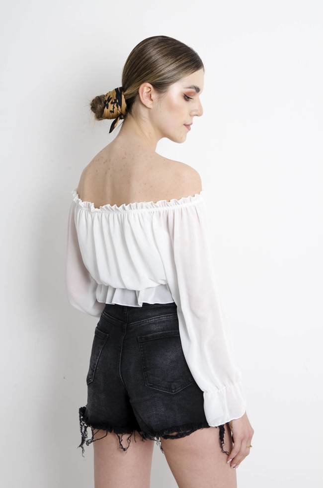 BLUZKA HISZPANKA NA DŁUGI RĘKAW - BIAŁA