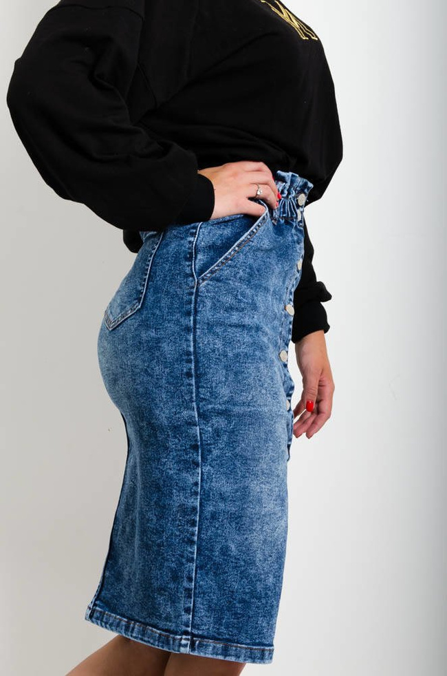 JEANSOWA OŁÓWKOWA SPÓDNICA ZAPINANA NA GUZIKI