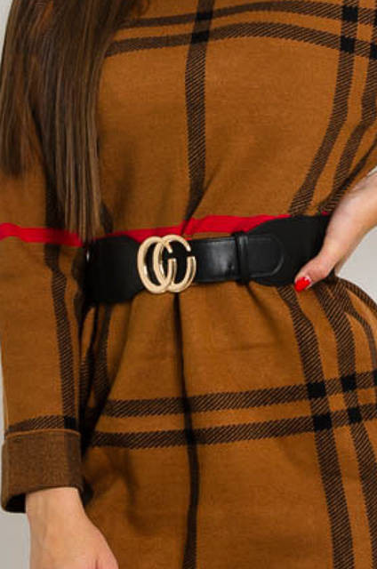 CZARNY PASEK NA GUMIE- ZŁOTA KLAMERKA CC