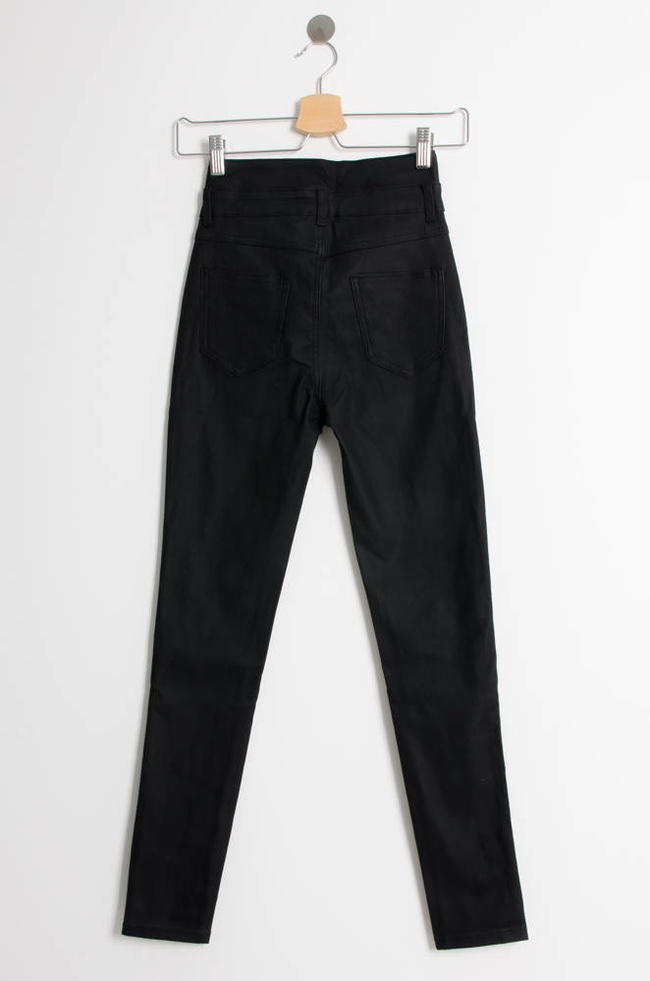 CZARNE SPODNIE WOSKOWANE Z BARDZO WYSOKIM STANEM