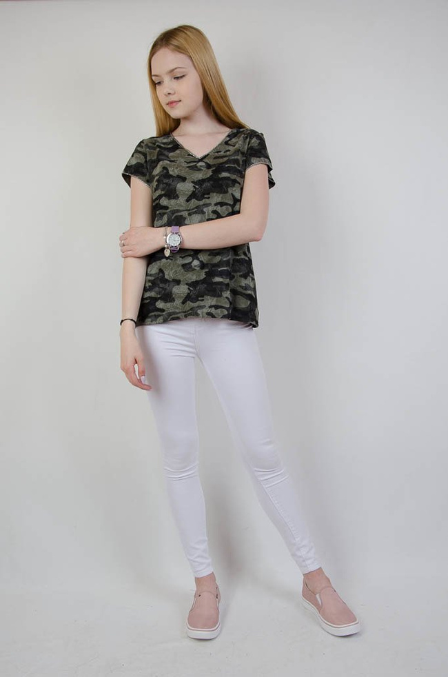 Bluzka moro ze srebrną lamówka