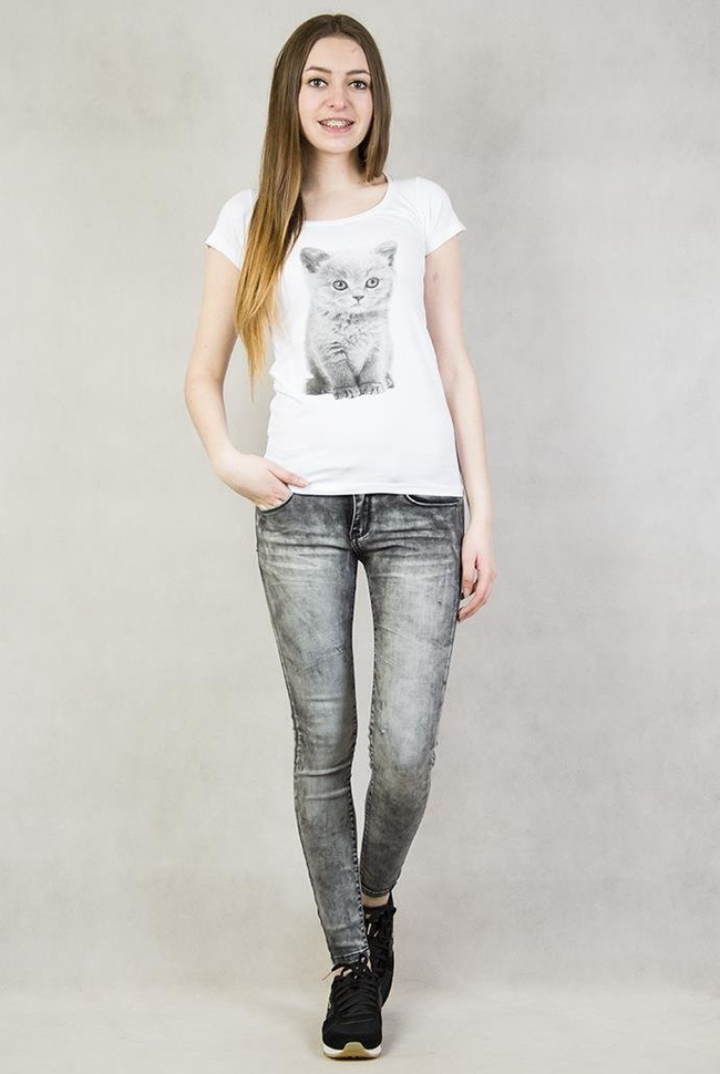 Biała bluzka z kotem