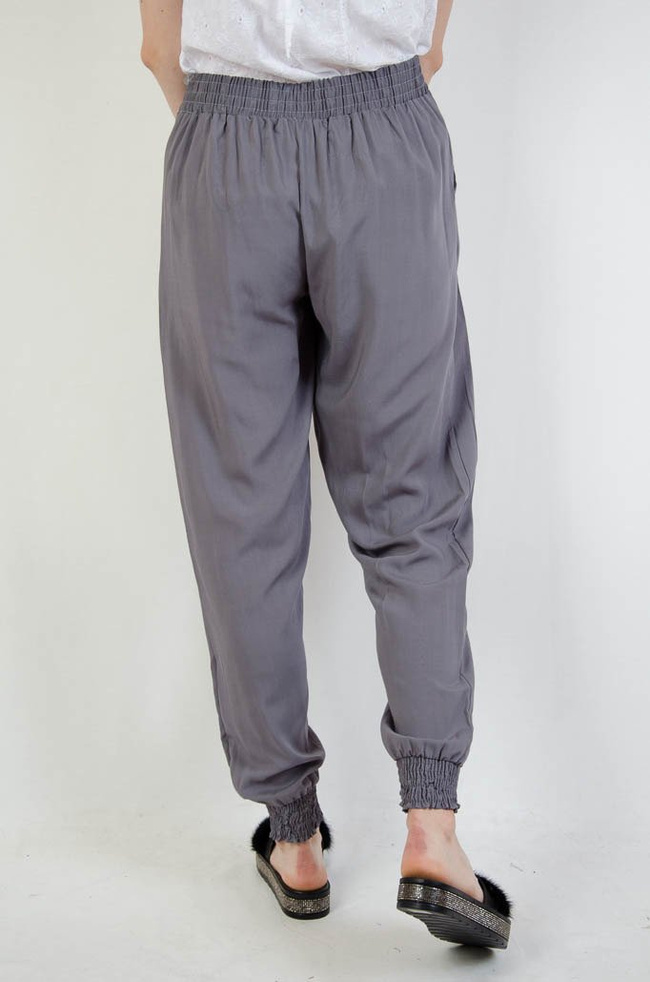 Szare spodnie alladynki ze ściągaczem