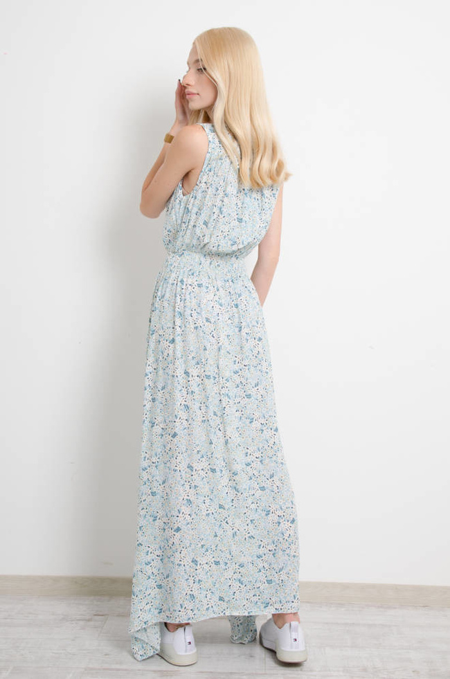 SUKIENKA W KWIATY Z ZAKŁADKĄ - NIEBIESKA
