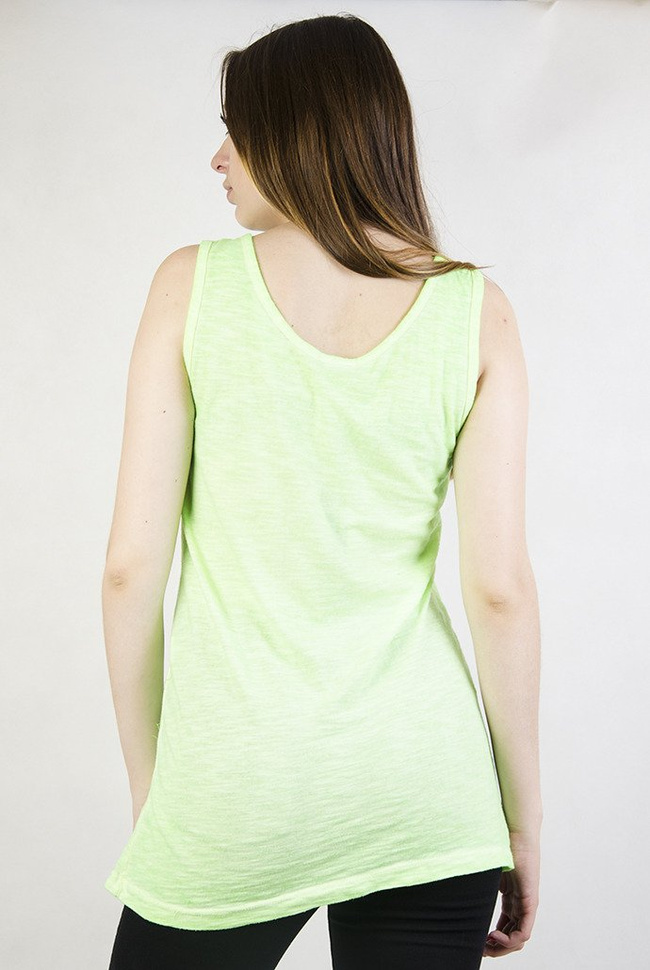 Limonkowa bluzka na ramiączka z napisami