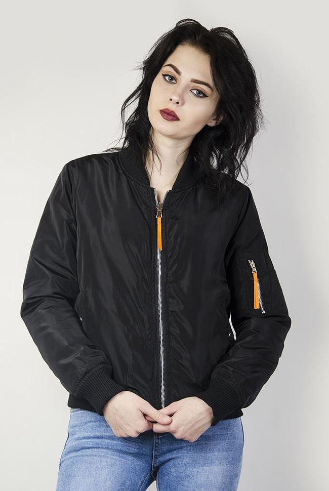 Dwustronna kurtka bomberka czarna/różowe moro