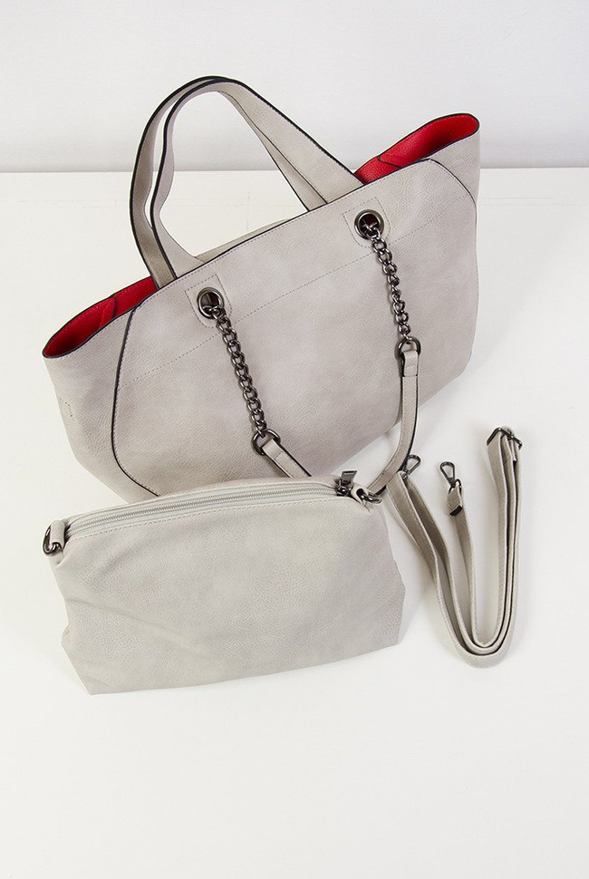 Szara torebka typu shopper 2w1