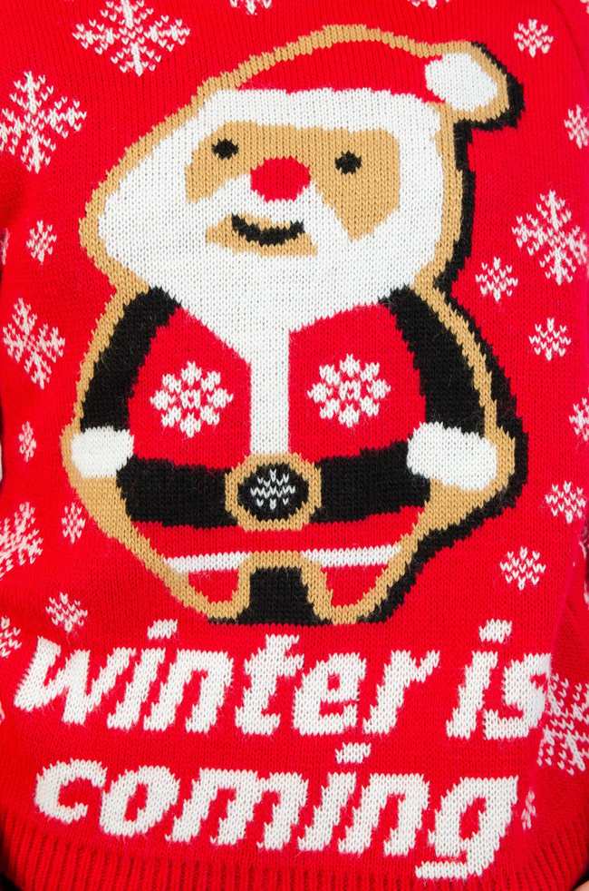 CZERWONY SWETER-PÓŁGOLF Z MIKOŁAJEM 