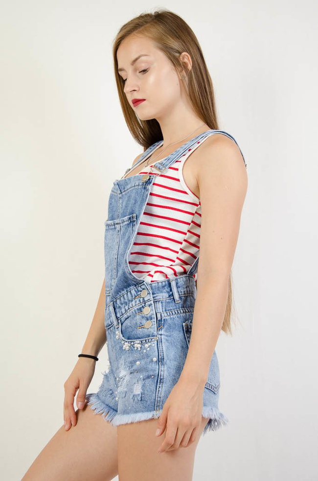 JEANSOWE OGRODNICZKI Z PEREŁKAMI