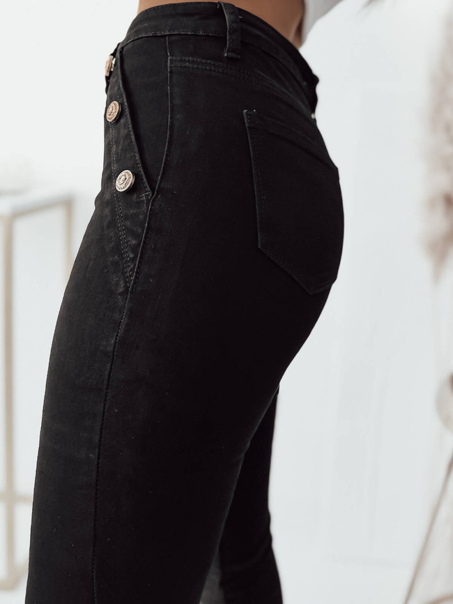 SPODNIE JEANSOWE Z OZDOBNYMI GUZIKAMI- CZARNE