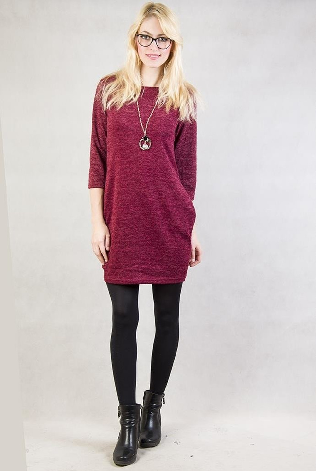 Asymetryczna bordowa tunika