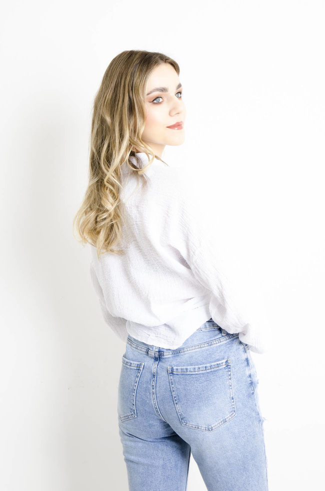 KOSZULA MUŚLINOWA W KOLORZE BIAŁYM