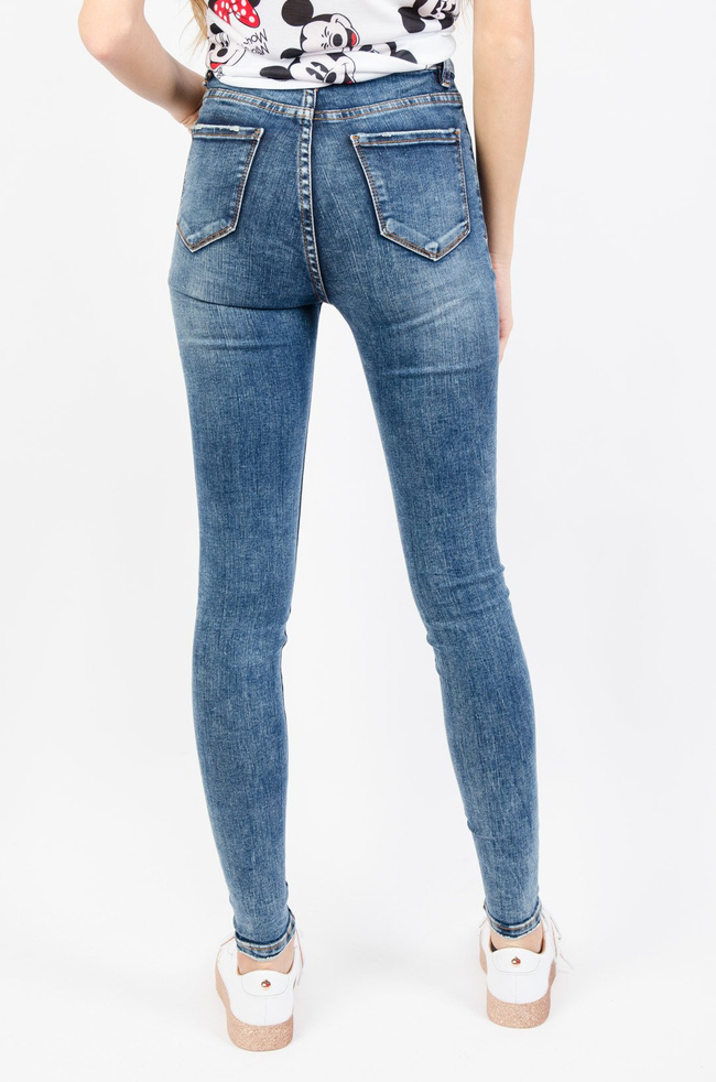 CIEMNE SPODNIE JEANSOWE Z WYSOKIM STANEM