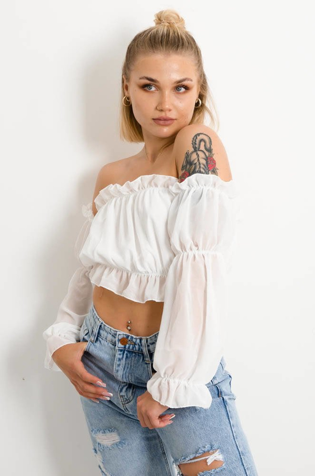 BIAŁY KRÓTKI TOP - HISZPANKA