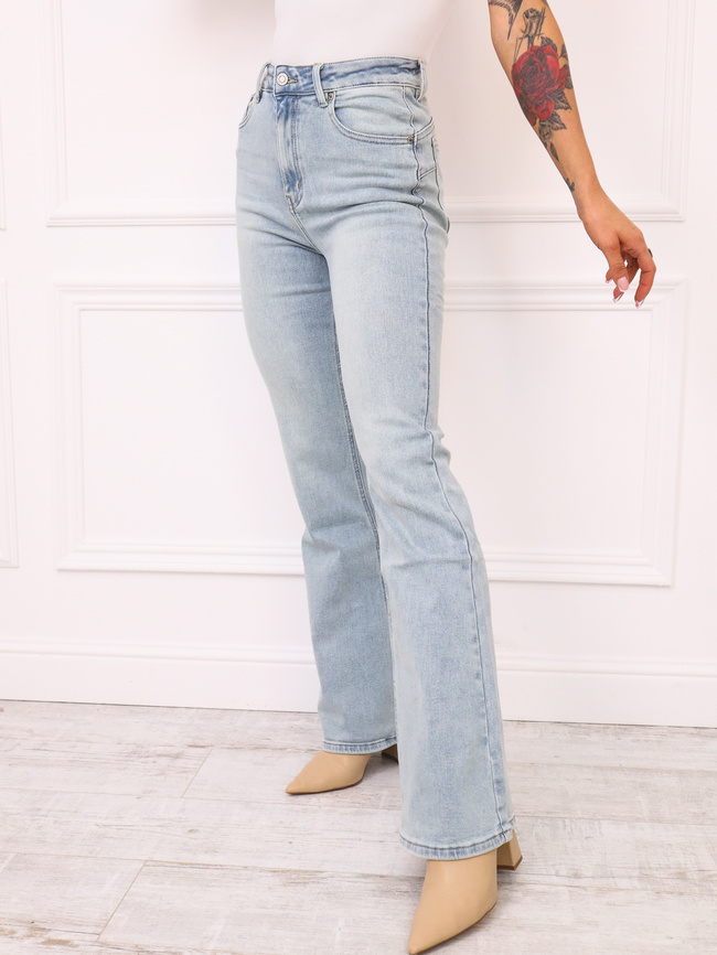 SPODNIE JEANSOWE DZWONY Z WYSOKIM STANEM- NIEBIESKIE