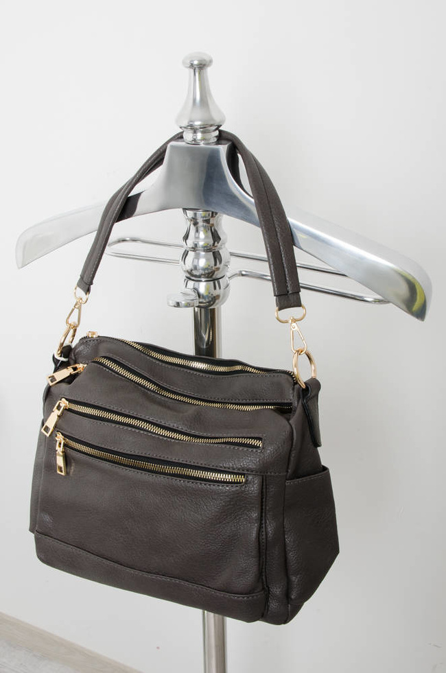 SZARA TOREBKA TYPU SHOPPER Z OZDOBNYMI ZAMKAMI