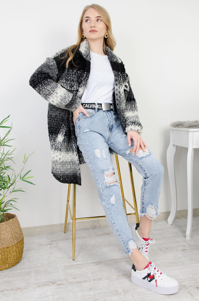 JASNE SPODNIE JEANSOWE BOYFRIEND Z PRZETARCIAMI- WYSOKI STAN