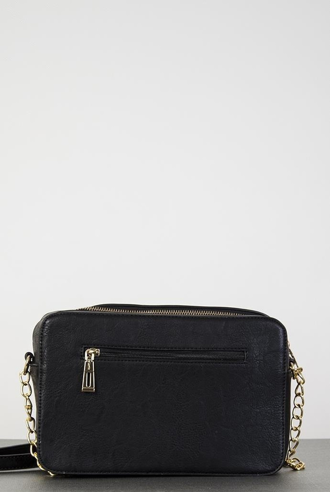 Duża czarna torebka na złotym łańcuszku