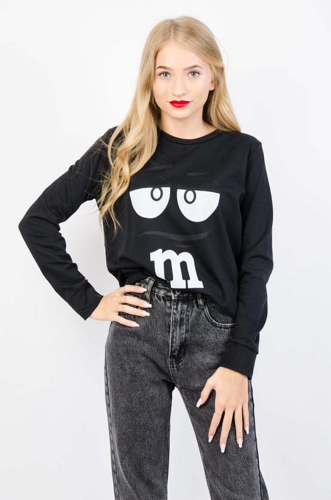 CZARNA BLUZA Z APLIKACJĄ