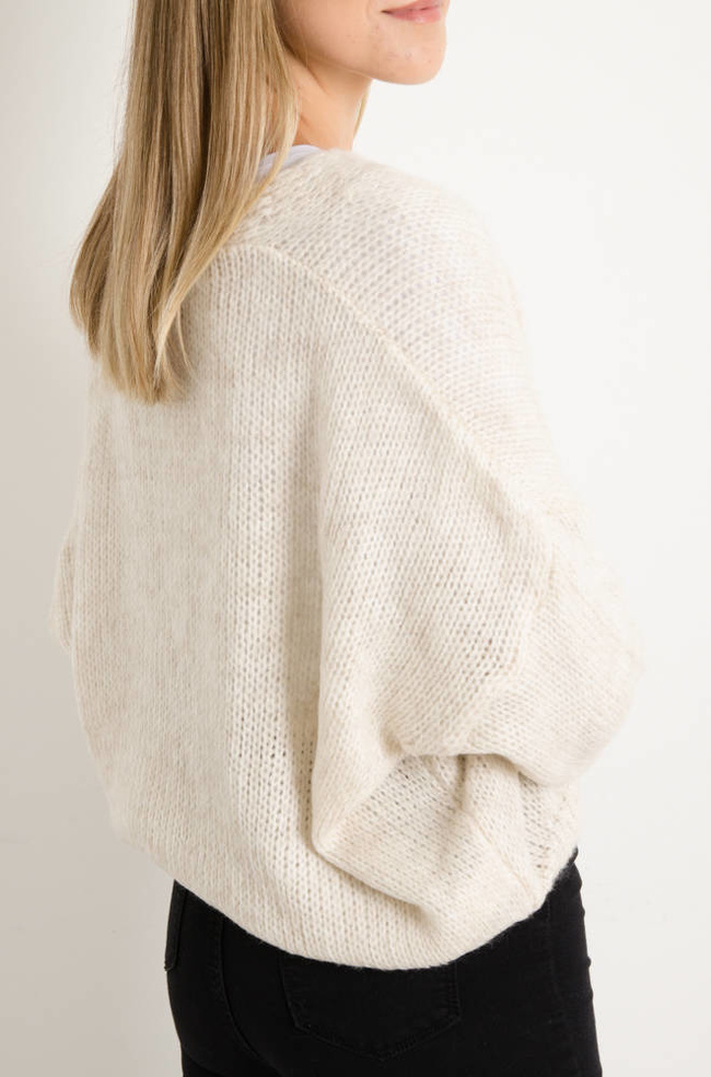 SWETER KARDIGAN ZAPINANY NA GUZIKI- BEŻOWY