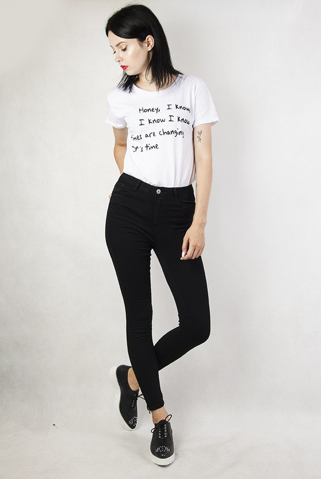 Czarne spodnie skinny z zamkami przy nogawce