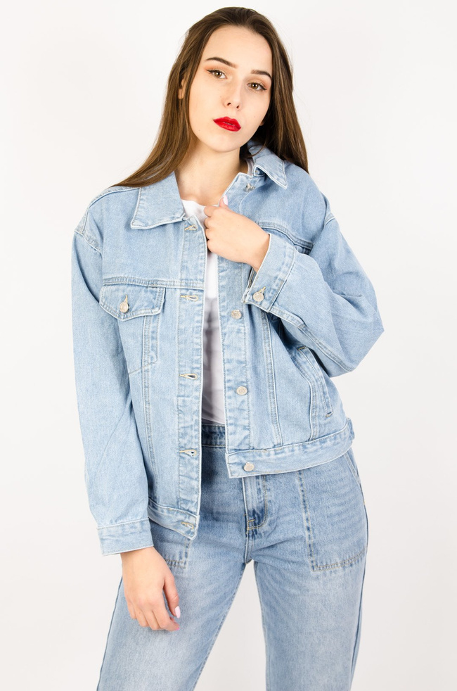 JASNA KURTKA JEANSOWA Z NAPISAMI