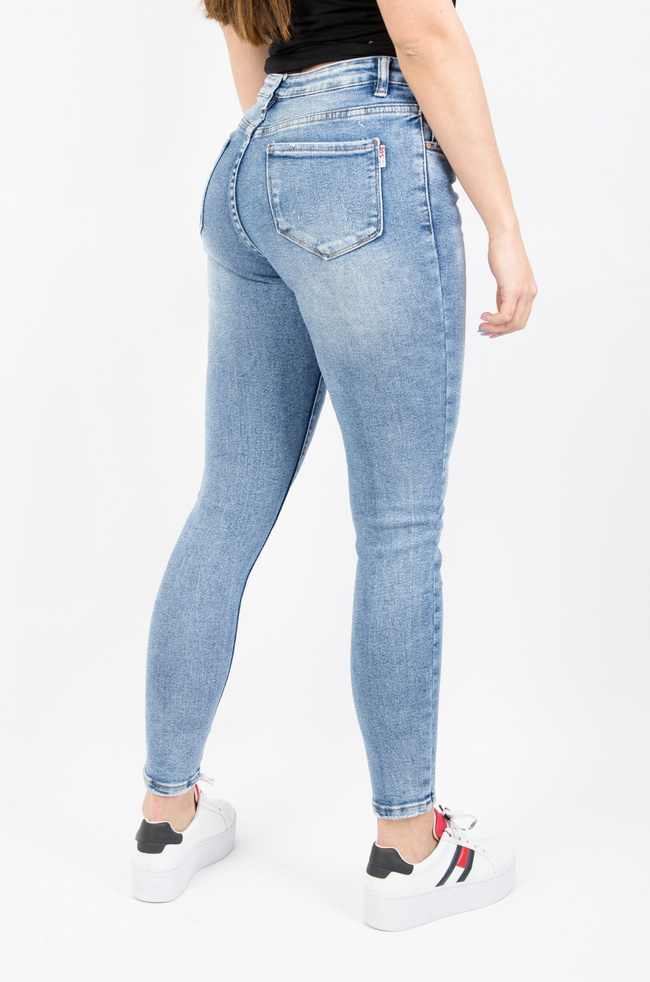 JASNE SPODNIE JEANSOWE Z WYSOKIM STANEM - PLUS SIZE ( L-4XL )