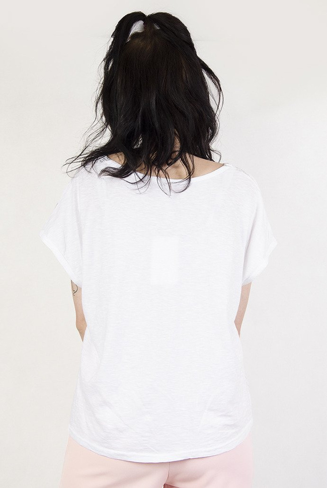 Biała bluzka w srebrne palmy