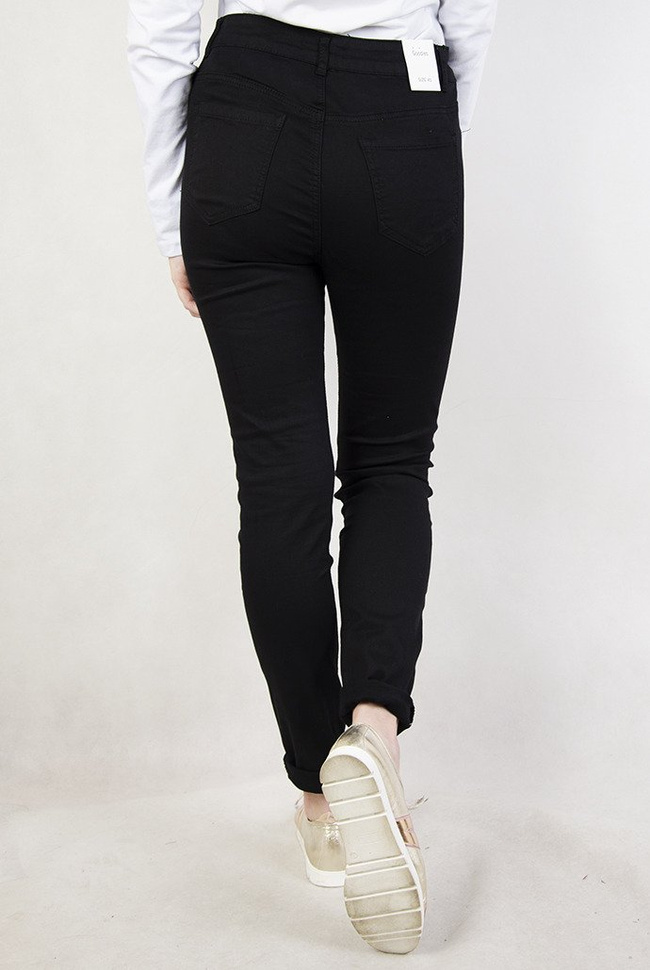 (Rozmiary L-4 XL) Czarne przylegające spodnie z wysokim stanem