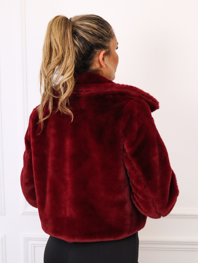 KRÓTKA FUTRZANA KURTKA- BORDOWA