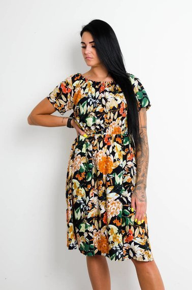 GRANATOWA SUKIENKA HISZPANKA W KWIATY