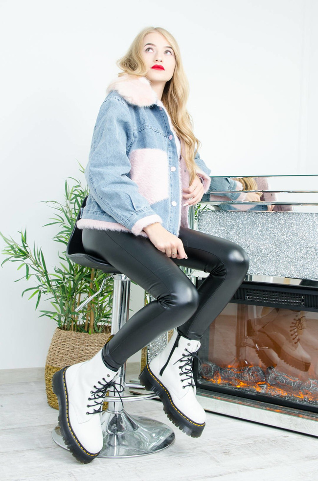 JEANSOWA KURTKA Z RÓŻOWYM FUTERKIEM