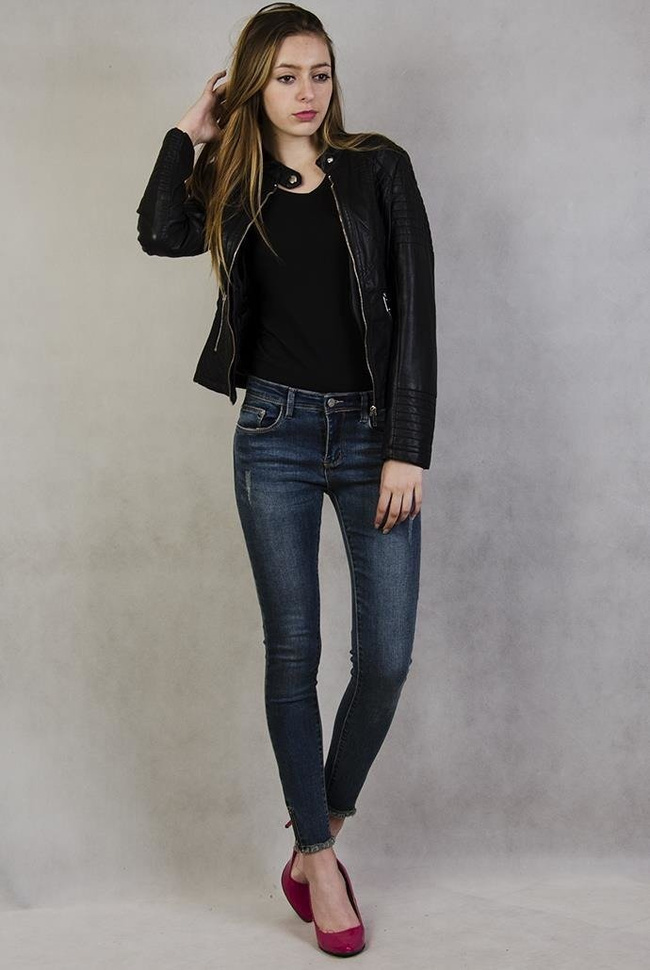 Kurtka ramoneska z zamkami