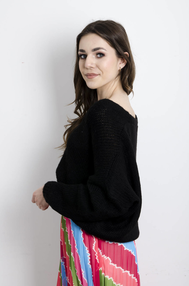 SWETER KARDIGAN ZAPINANY NA GUZIKI- CZARNY