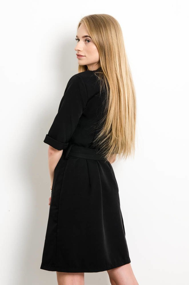 ELEGANCKA GARNITUROWA SUKIENKA Z OZDOBNYMI GUZIAKMI SZMIZJERKA -CZARNA