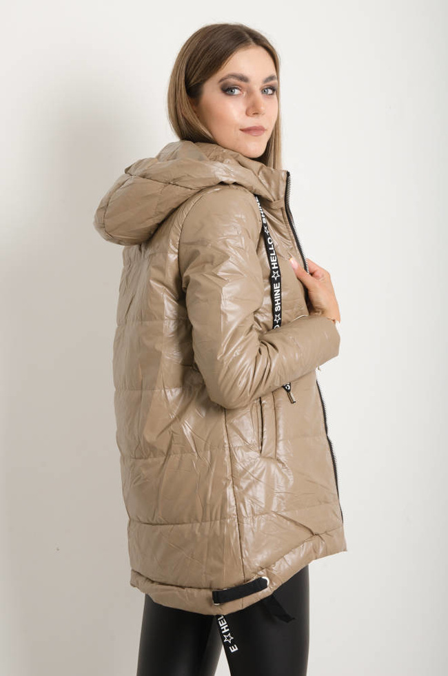 KURTKA PRZEJŚCIOWA ASYMETRYCZNA- BEŻOWA