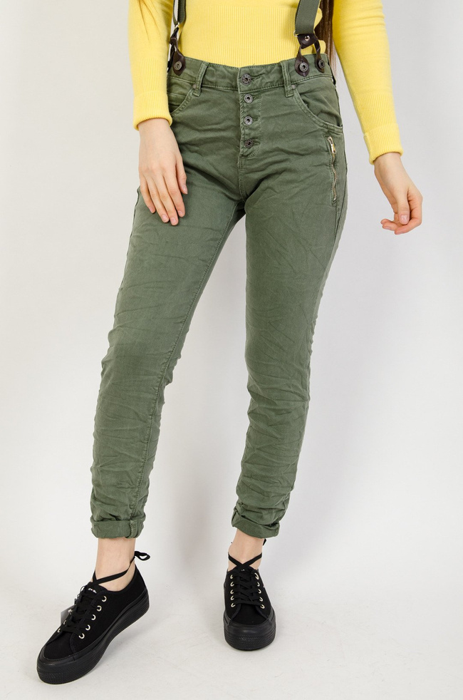 Joggery khaki zapinane na guziki