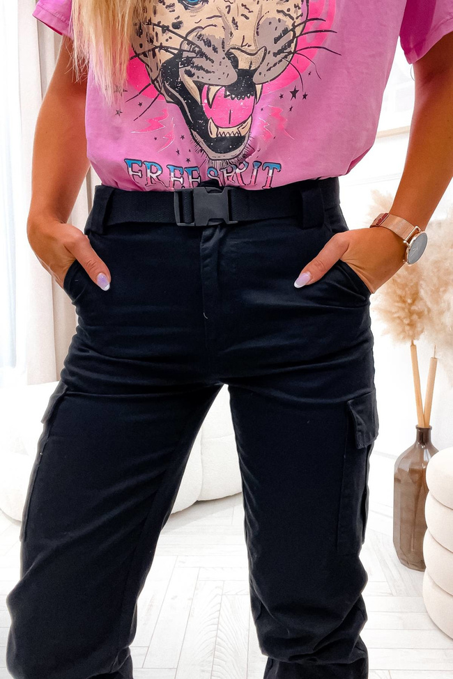 SPODNIE BOJÓWKI Z KIESZENIAMI- CZARNE 