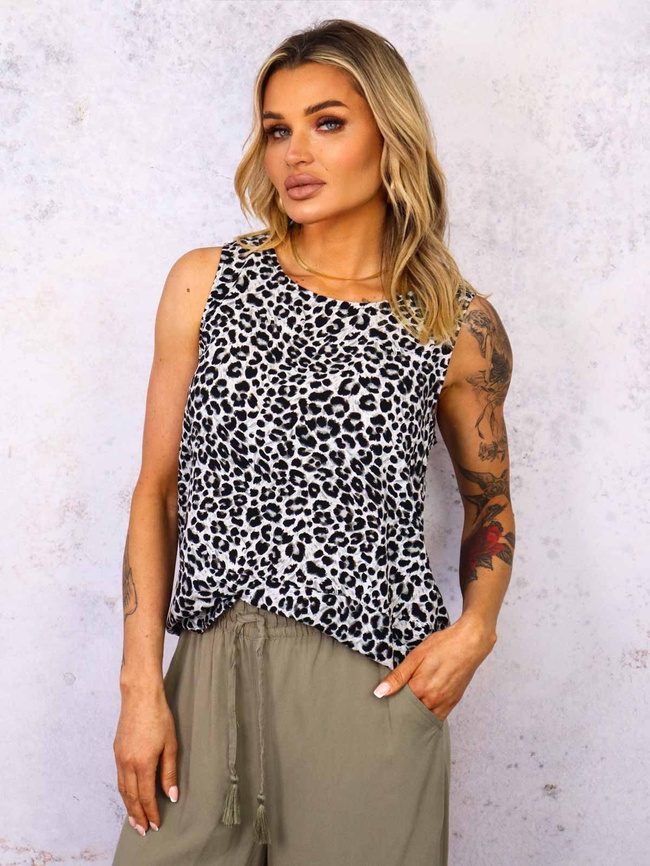 TOP NA RAMIĄCZKACH W PANTERKĘ- BIAŁY