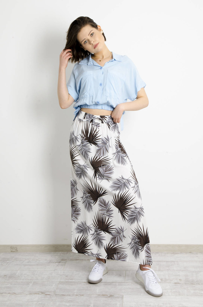 SPÓDNICA WZORZYSTA MAXI- BIAŁA