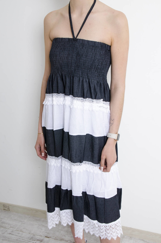 SUKIENKA W PASKI Z KORONKĄ- SZARA