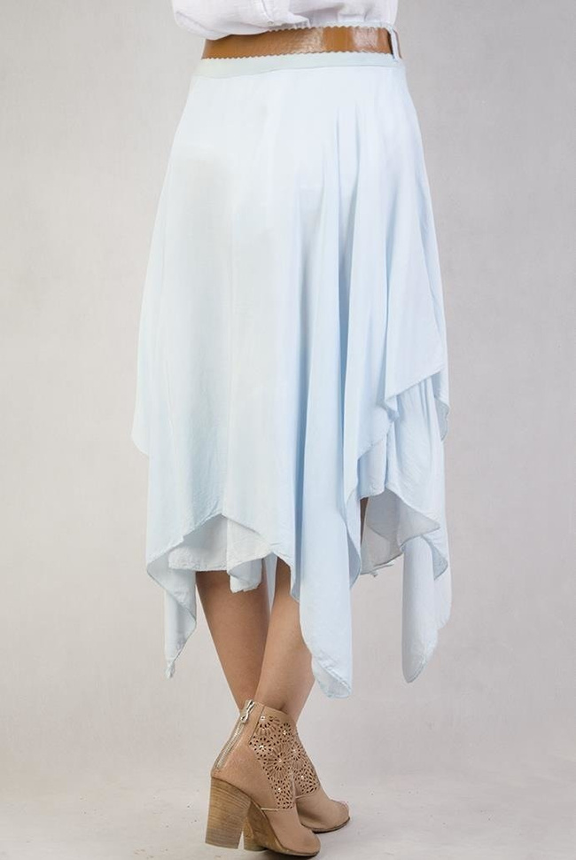 Asymetryczna spódnica z paskiem niebieska