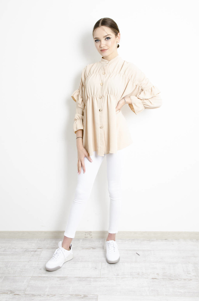 KOSZULA BEŻOWA Z FALBANAMI 