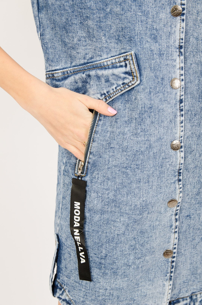 DEKATYZOWANA SUKIENKA JEANSOWA 