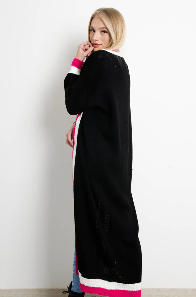 CZARNY DŁUGI KARDIGAN SWETER