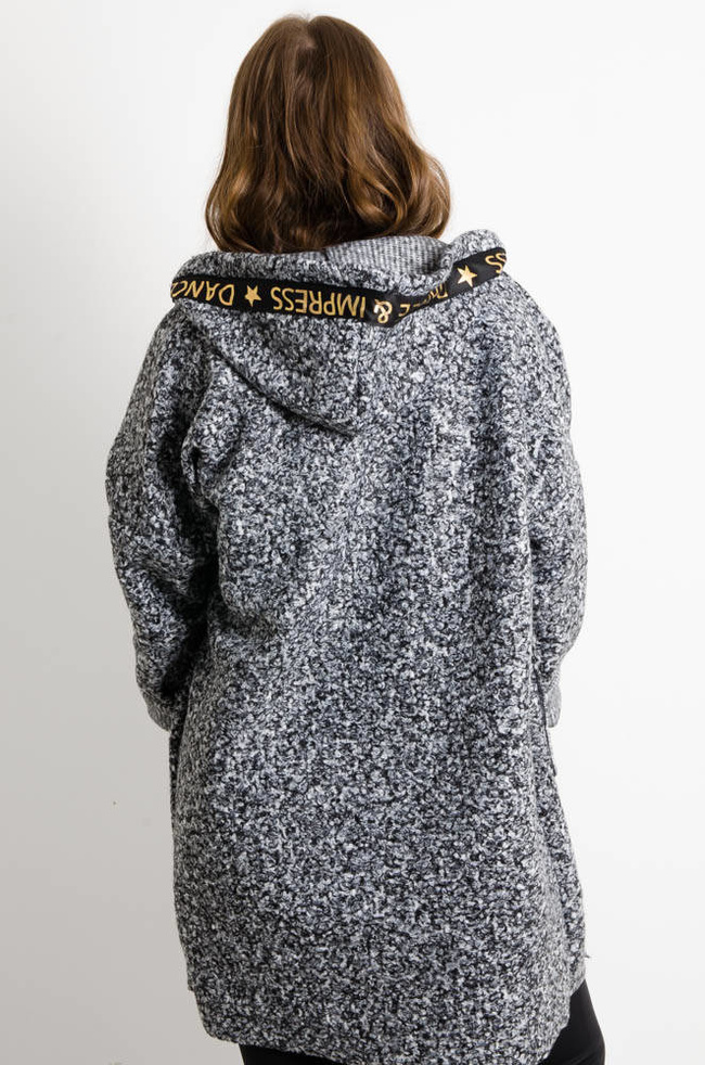 SZARY MELANŻOWY PŁASZCZ OVERSIZE