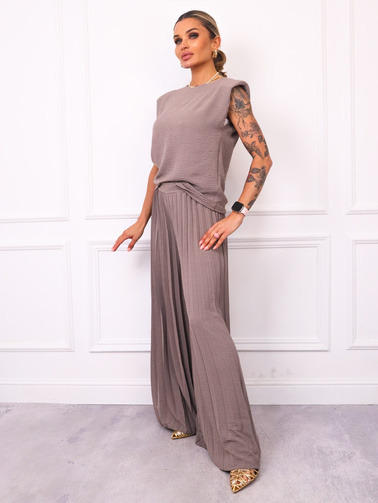 KOMPLET BLUZKA+ SZEROKIE PLISOWANE SPODNIE- FANGO