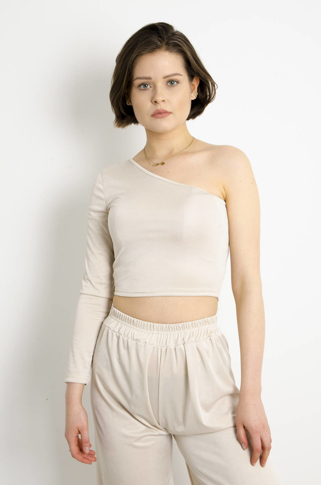 KOMPLET SPODNIE+ TOP - BEŻOWY