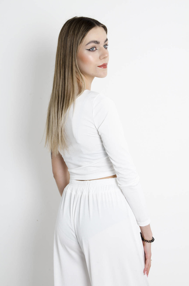 KOMPLET SPODNIE+ TOP - BIAŁY